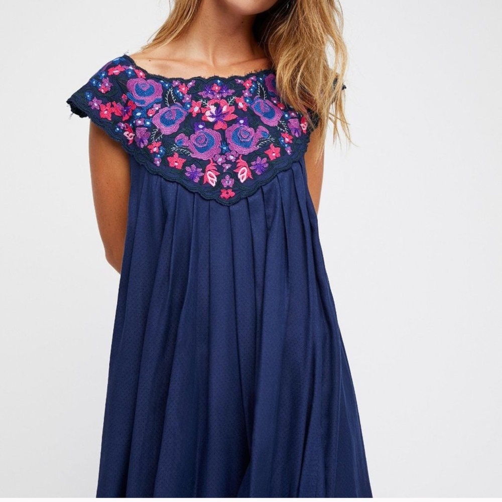 In The Flowers Embroidered Mini Dress by Free People